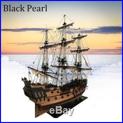 32'' Black Pearl Ship Assembly Model DIY Kits Wooden Sailing Boat Decor Toy USA