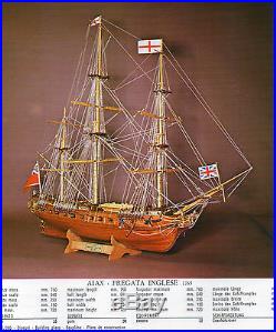 Aiax Fregata Inglese (English Frigate) 1765 Euromodels Wood Model Ship Kit NIB
