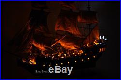 Black Pearl Pirate Tall Ship Handcrafted Wooden Ship Model 42 with lights