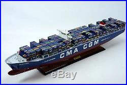 CMA CGM Marco Polo Container Ship 40 Handcrafted Wooden Ship Model New