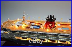 Disney Magic Cruise Ship Handmade Wooden Ship Model 48 with lights NEW