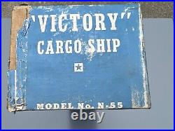 EXTREMELY RARE Vintage LEDDY Victory Liberty ship WOOD MODEL KIT WW2 WWII 19