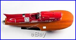 FERRARI HYDROPLANE BOAT SHIP COMPLETED HANDMADE WOODEN SCALE MODEL GIFT 50cm