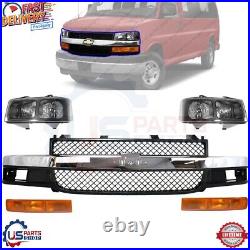 For 2003-2021 Express 2500 Front Grille Headlight Parking Light Kit LH+RH SET 5P