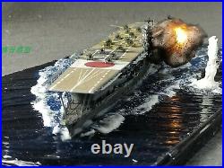 Fully Assembled Ship Model with Seascape Base Akagi Aircraft Carrier Attacked
