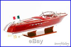 HANDCRAFTED WOODEN MODEL SPEED BOAT SHIP RIVA AQUARAMA GIFT DECORATION(70cm)