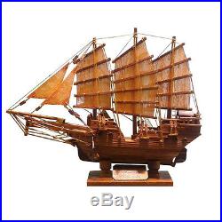 Handmade Wooden Traditional Chinese Junk Ship Model 35 cm