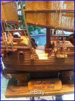 Handmade Wooden Traditional Chinese Junk Ship Model 35 cm
