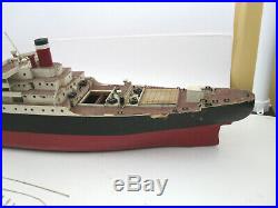 Huge 50 Vtg Mid Century Wood Model Ship American Scout Cargo Boat (4 REPAIR)