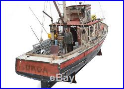 JAWS ORCA 3 FOOT Model Boat With QUINT Statue Wood Lobster Ship Museum Quality