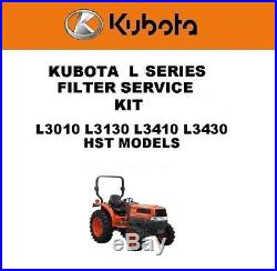 Kubota L3010 L3130 L3410 L3430 Filter Kit HST Models Free Shipping