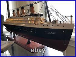 LED RMS Titanic Wooden Model Ship Inch with Warm Light ASSEMBLED IN STOCK