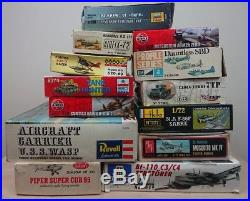 Lot of 13 Vintage Airplane Tank Ship Plastic Model Kits Airfix Revell Italeri