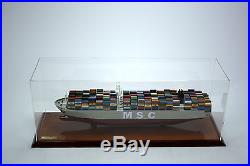 MSC Fabiola Container Ship 24 with Display Case Handmade Wooden Ship Model