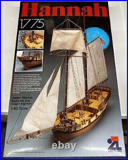 NEW Hannah 1775 Artesania Latina Model Ship Vintage 1989 140 Scale Model Kit
