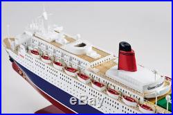 New Premium Queen Elizabeth 2 Wooden Model Boat Cruise Ship 80cm Great Gift