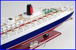 New Premium Queen Elizabeth 2 Wooden Model Boat Cruise Ship 80cm Great Gift