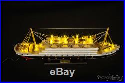 New Rms Titanic Handcrafted Wooden Model Boat Cruise Ship 60cm With Lights