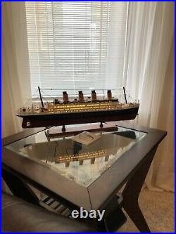 PRE-ORDER April RMS Titanic Wooden Model Ship, 24 With LED Warm Light ASSEMBLED