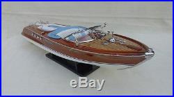 Quality Riva Aquarama 21 (L50cm) White-Blue Seat Handmade Boat Free Shipping