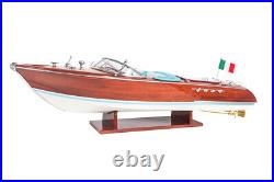 RIVA AQUARAMA 70cm (Blue/White) Wooden Model Speed Boat Ship Gift Decoration