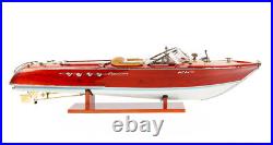 RIVA AQUARAMA (70cm) WOODEN MODEL SPEED BOAT SHIP Brown/White seats
