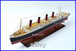 RMS Lusitania British Ocean Liner Cunard Line Handcrafted Wooden Ship Model 40