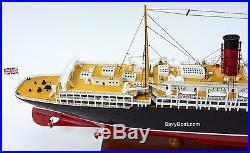 RMS Lusitania British Ocean Liner Cunard Line Handcrafted Wooden Ship Model 40
