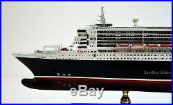 RMS Queen Mary 2 Cunard Line Handmade Ship Model 34 with lights Museum Quality