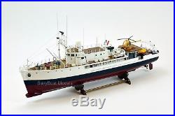 RV Calypso Research Vessel Handcrafted Wooden Ship Model with lights 36