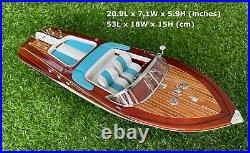 Riva Aquarama Speed Ship Boat Model Blue Wooden Italian Nautica Handmade 21