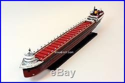 SS Edmund Fitzgerald American Great Lakes Freighter 40 Wooden Cargo Ship Model