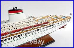 SS Leonardo da Vinci Ocean Liner White Hull Handmade Wooden Ship Model 34