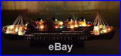 TA79 # LIGHTED TITANIC Ship 32 WOODEN Boat Model Nautica -Home Office Decor