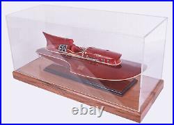 Table Top Model Display Case Wood & Plexiglass Cabinet 28 Runabout Speed Boats