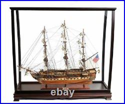 USS Constitution Old Ironsides Tall Ship Model 38 with Table Top Display Case New