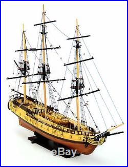 USS Rattlesnake Tall Ship 33 Handmade Wooden Model Sailboat Nautical Decor