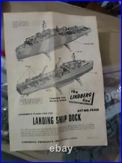 Vintage 1968 LINDBERG U. S. Navy Landing Ship Dock Motorized Model Kit