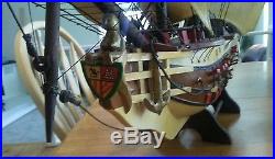Vintage Handmade WWII German Soldier 1950's 44 x 32 Lighted Model Wooden Ship