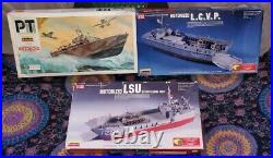 Vintage Lindberg Military Model Kits Lot 1990 Torpedo Boat Landing Craft LSU WW2