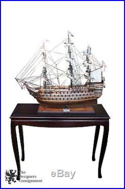 Vintage Model Sailing Ship Display Case & Stand HMS Victory 1805 Royal Navy
