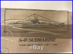 Vintage Rare Bluejacket S-48 Submarine Wood Model Ship Kit USA
