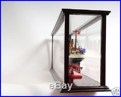 Wooden Table Top Ship Model Display Case Ocean Liner & Cruise Ships
